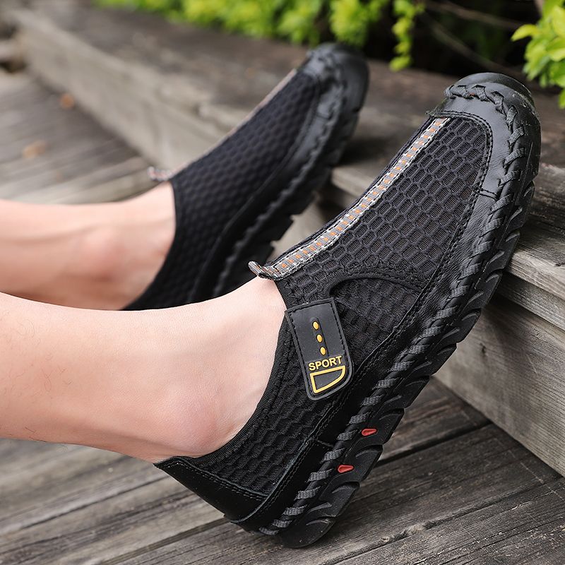 High Quality Mens Hiking Shoes EUR Size 38-48 Climbing Mountain Trekking Shoes Summer Mesh Breathable Outdoor Sneakers Non-Slip Wear-resistant Rubber Male Shoes Handmade Fishing Shoes Black