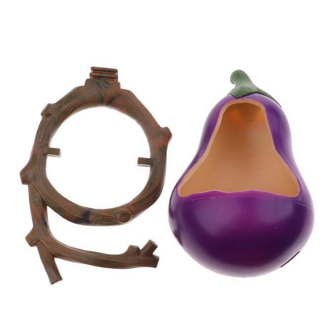 Fruit-Shaped Bird Feeder Food Water Feeding Drinker Parrot Eggplant
