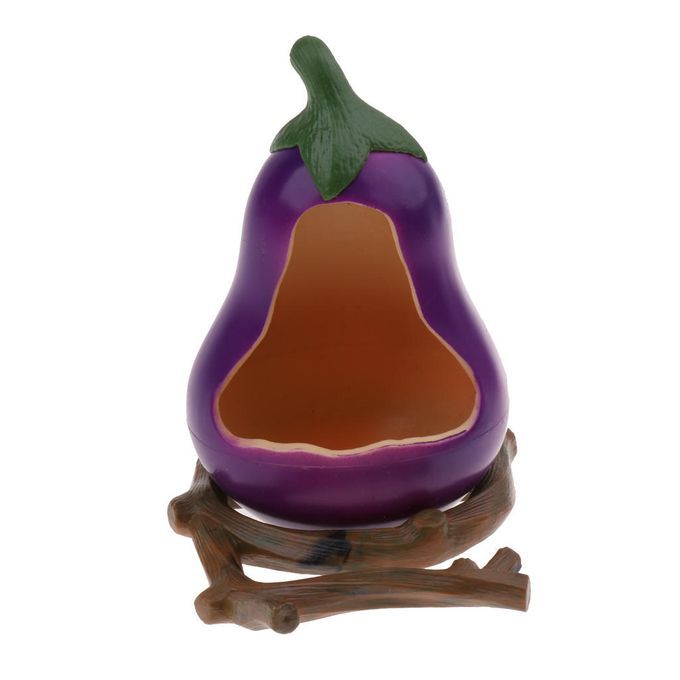 Fruit-Shaped Bird Feeder Food Water Feeding Drinker Parrot Eggplant