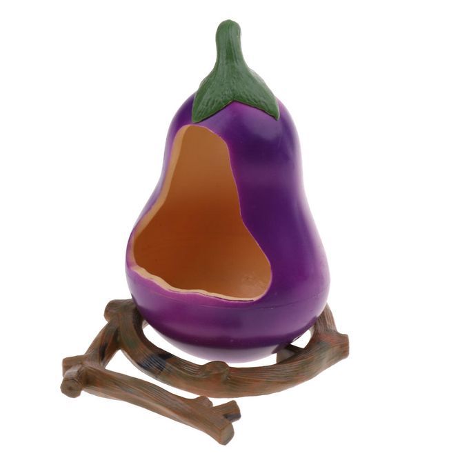 Fruit-Shaped Bird Feeder Food Water Feeding Drinker Parrot Eggplant