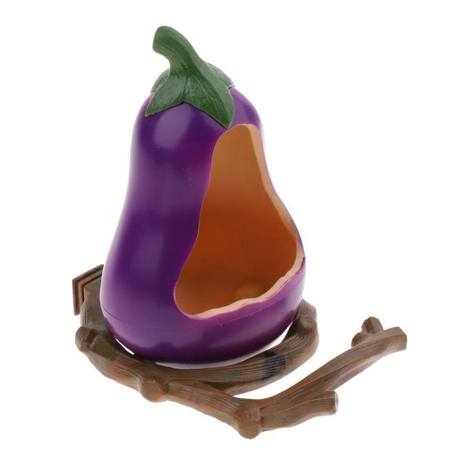 Fruit-Shaped Bird Feeder Food Water Feeding Drinker Parrot Eggplant