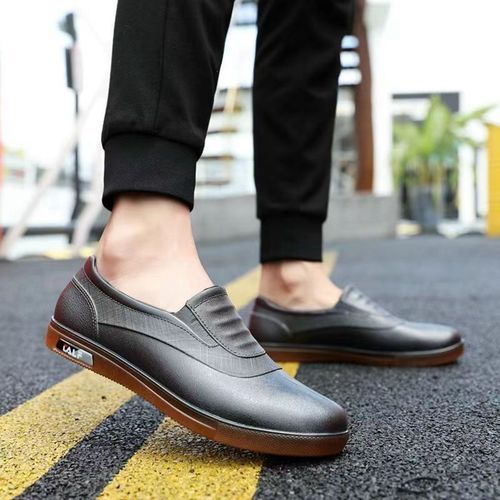 Men's Shallow Rain Boots Slip Waterproof Rubber Shoes-Black