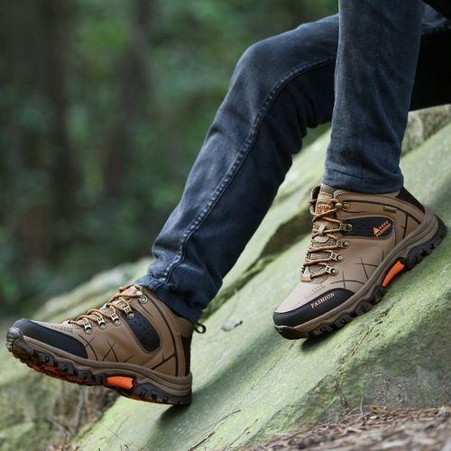 Mens Outdoors Wear-resisting Shoes Males Non-slip Climbing Shoes Brown