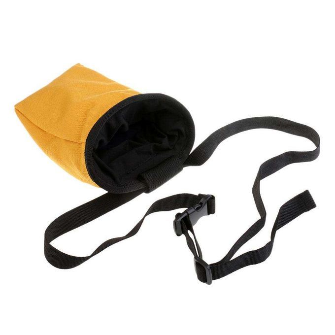 Yellow Rock Climbing Chalk Bag- Zip Pocket + Drawstring Closure Yellow