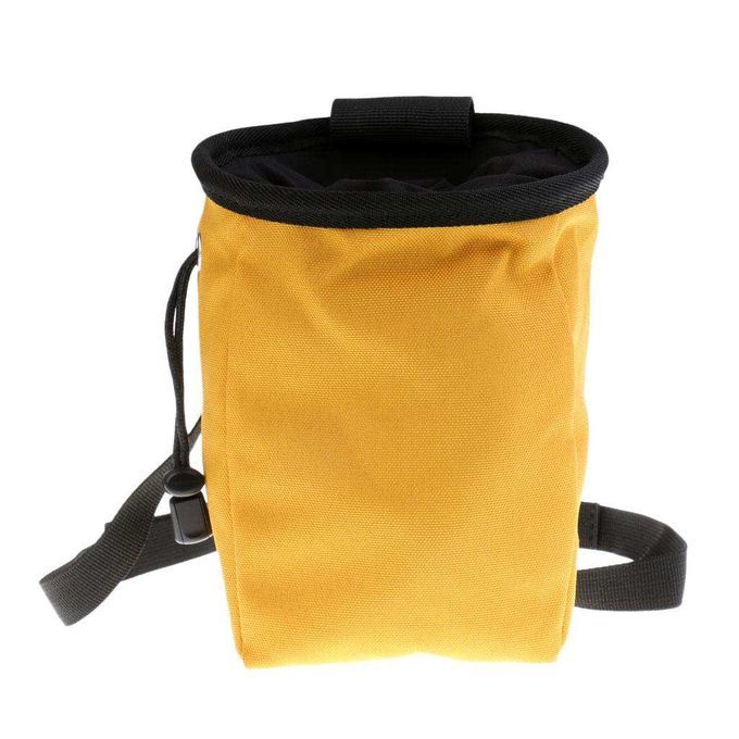 Yellow Rock Climbing Chalk Bag- Zip Pocket + Drawstring Closure Yellow