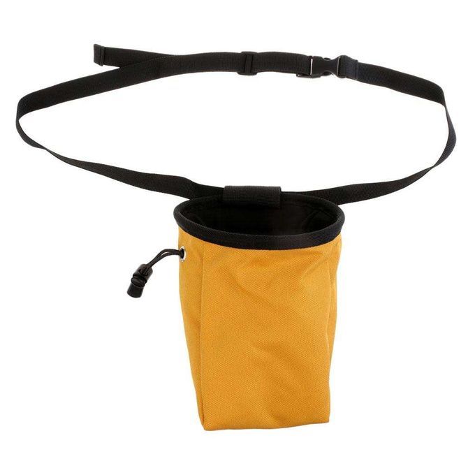 Yellow Rock Climbing Chalk Bag- Zip Pocket + Drawstring Closure Yellow