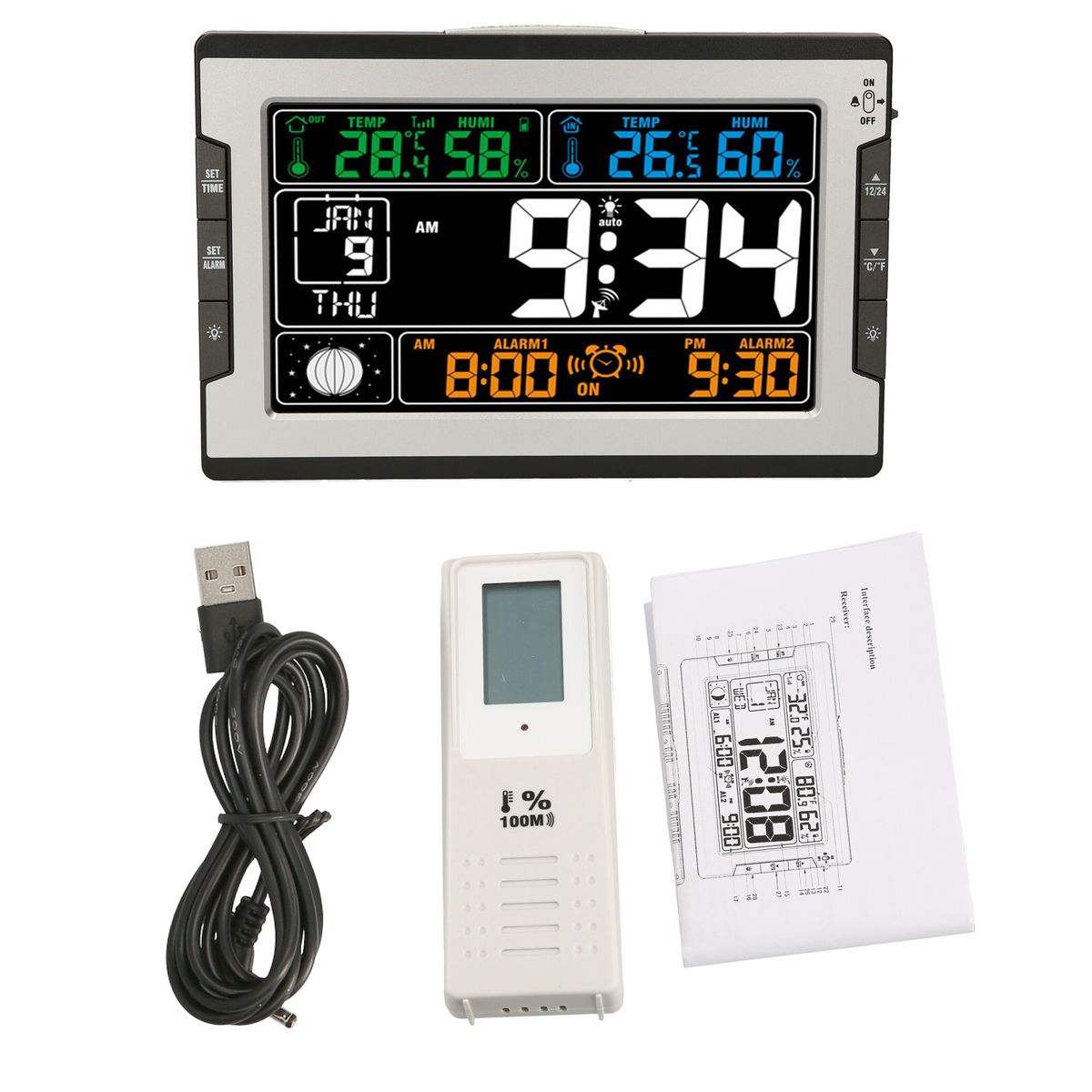 Indoor Outdoor Temperature Humidity Digital Multifunctional