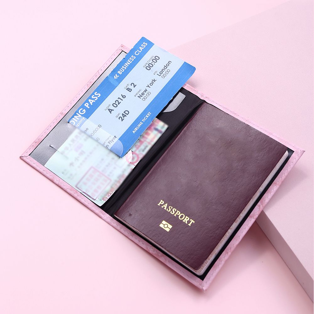 Women Cute Leather Passport  Cover Air Tickets For Cards Travel Passport Holder Wallet Case