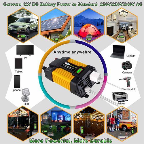 DC 12V To AC 220V Car Power Inverter Peaks Power 6000W Rated Power 500W