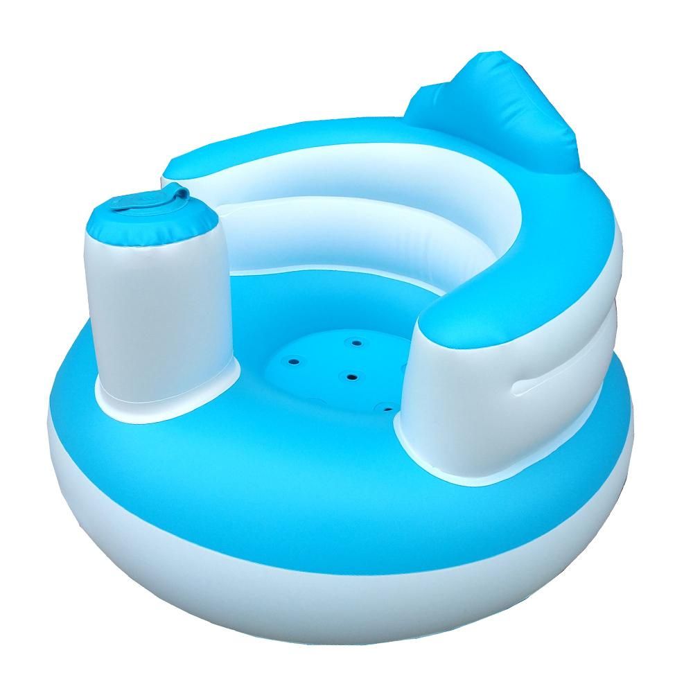 Inflatable Baby Chair Portable Kids Sofa Training Seat Pushchair for Feeding Shower Play Beach PVC Blue