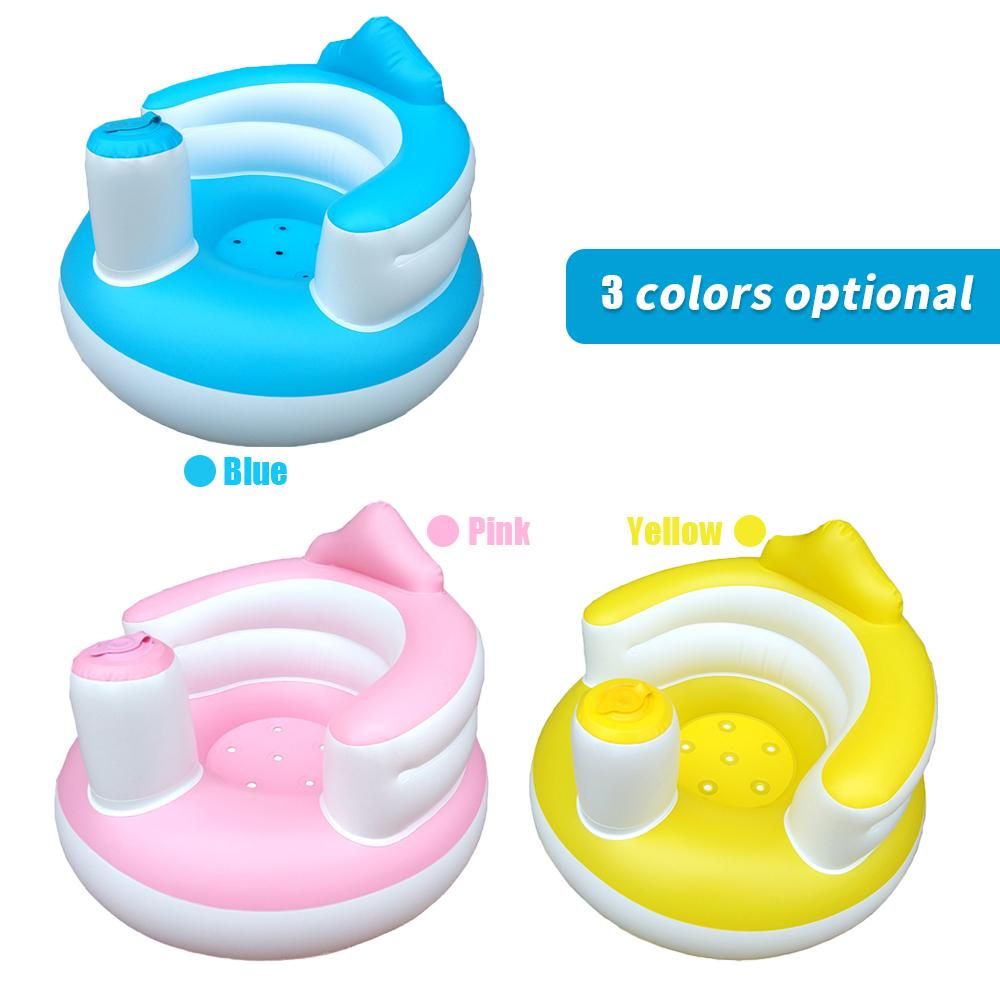 Inflatable Baby Chair Portable Kids Sofa Training Seat Pushchair for Feeding Shower Play Beach PVC Blue