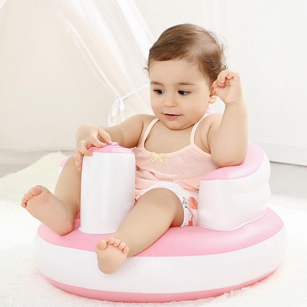 Inflatable Baby Chair Portable Kids Sofa Training Seat Pushchair for Feeding Shower Play Beach PVC Blue