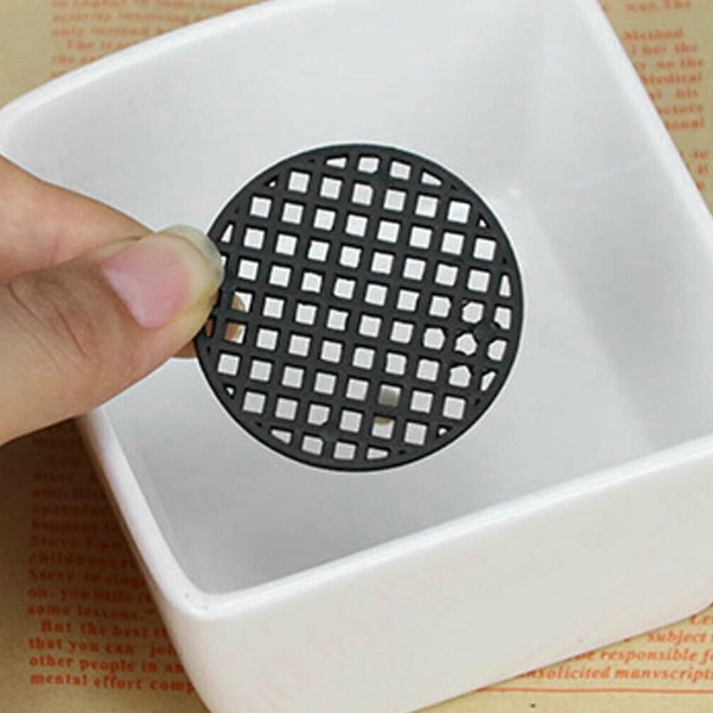 10Pcs Flower Pot Hole Mesh Pad Bonsai Pot Bottom Grid Mat Bottom Mat Prevent Soil Loss Breathable Gasket (Black)