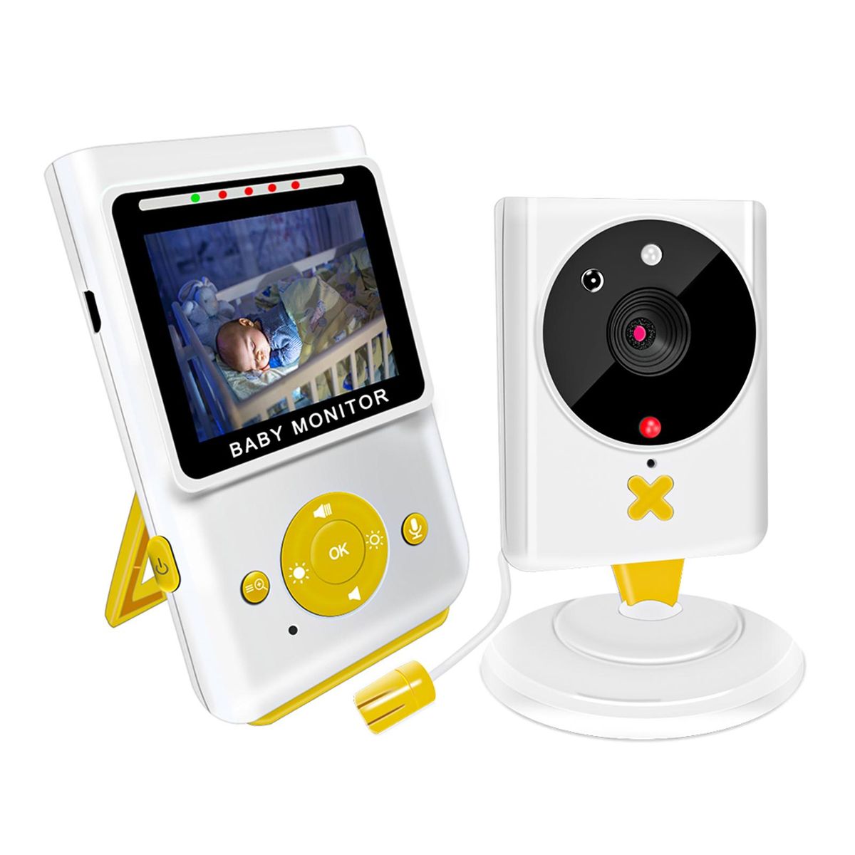 Wireless Baby Monitor Digital Camera Video Monitor for Kids with 2.4 Inch TFT Screen 30M Indoor Transmission Supports Two-Way Talk Room Temperature Detection IR Night Vision Alarm Clock Setting Built-in Lullabies