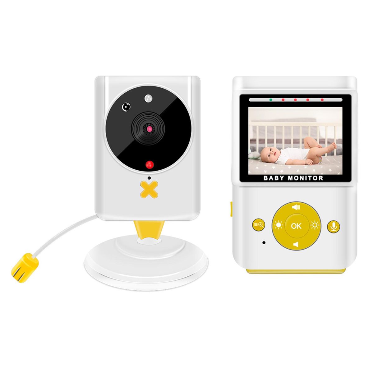 Wireless Baby Monitor Digital Camera Video Monitor for Kids with 2.4 Inch TFT Screen 30M Indoor Transmission Supports Two-Way Talk Room Temperature Detection IR Night Vision Alarm Clock Setting Built-in Lullabies