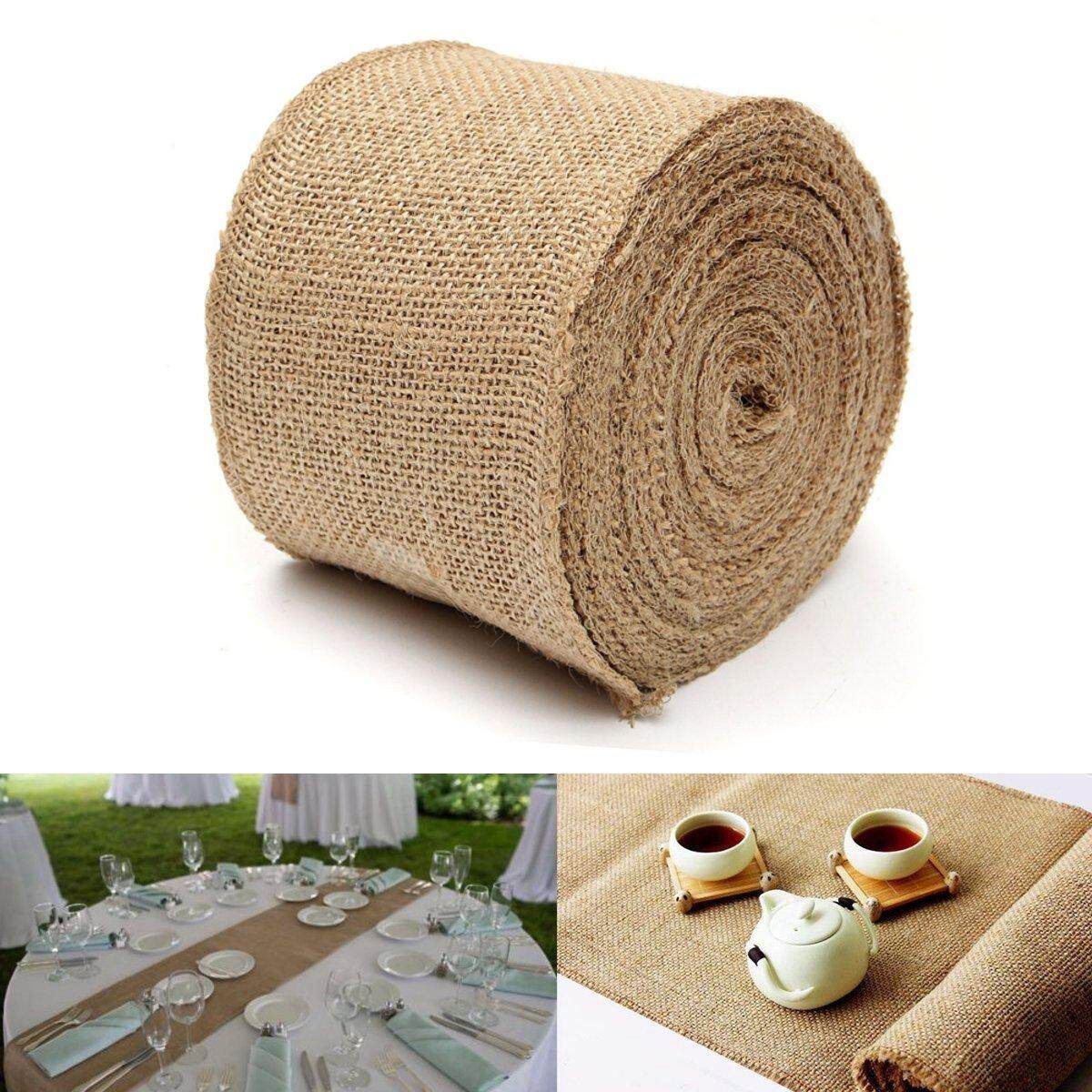 6Pcs Natural Jute Burlap Hessian Ribbon Rustic Weddings Belting Strap Craft Floristry # 3m