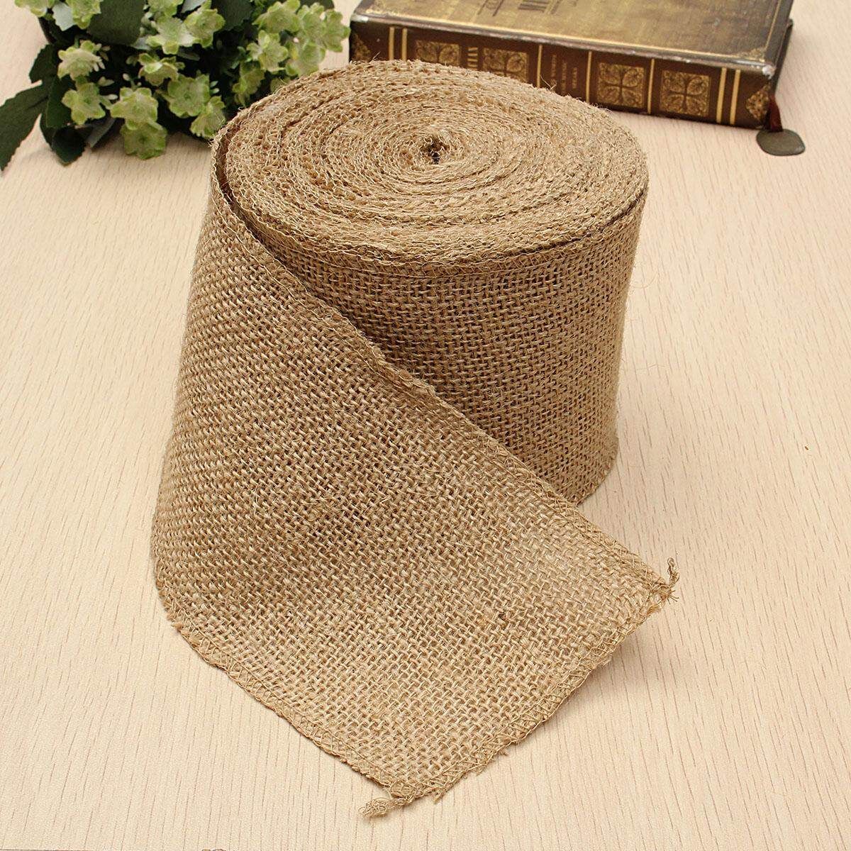 6Pcs Natural Jute Burlap Hessian Ribbon Rustic Weddings Belting Strap Craft Floristry # 3m