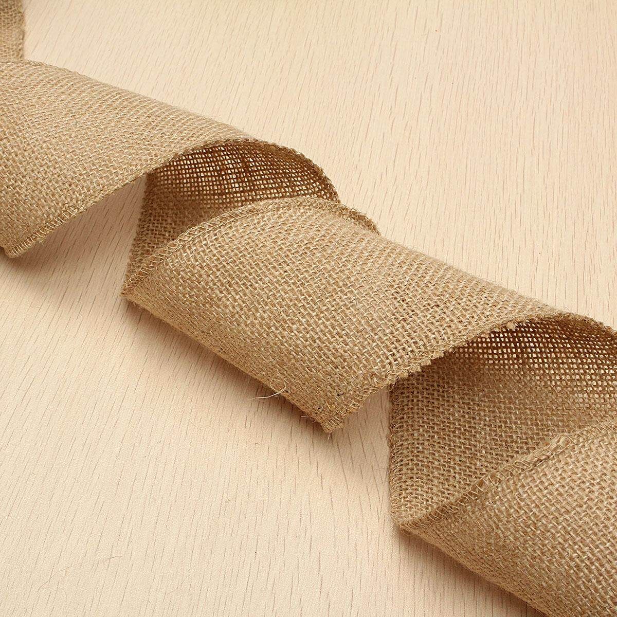6Pcs Natural Jute Burlap Hessian Ribbon Rustic Weddings Belting Strap Craft Floristry # 3m