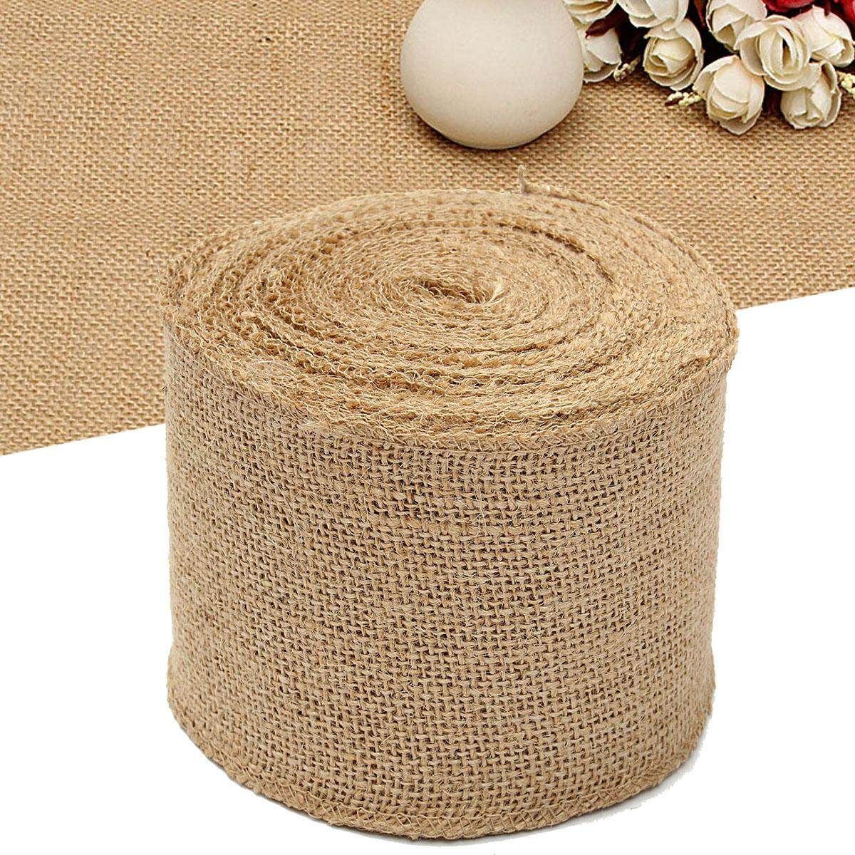 6Pcs Natural Jute Burlap Hessian Ribbon Rustic Weddings Belting Strap Craft Floristry # 3m