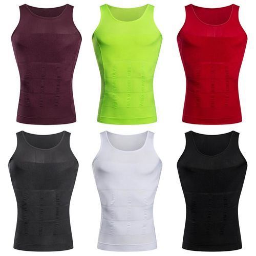 Men Stretchy Firm Tummy Vest Undershirt Slimming Black