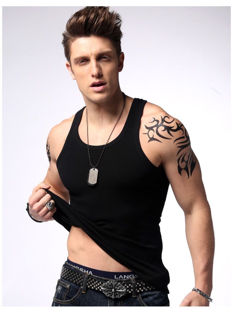 2-in-1 Premium Singlet Men's (UnderWear) - Black/White