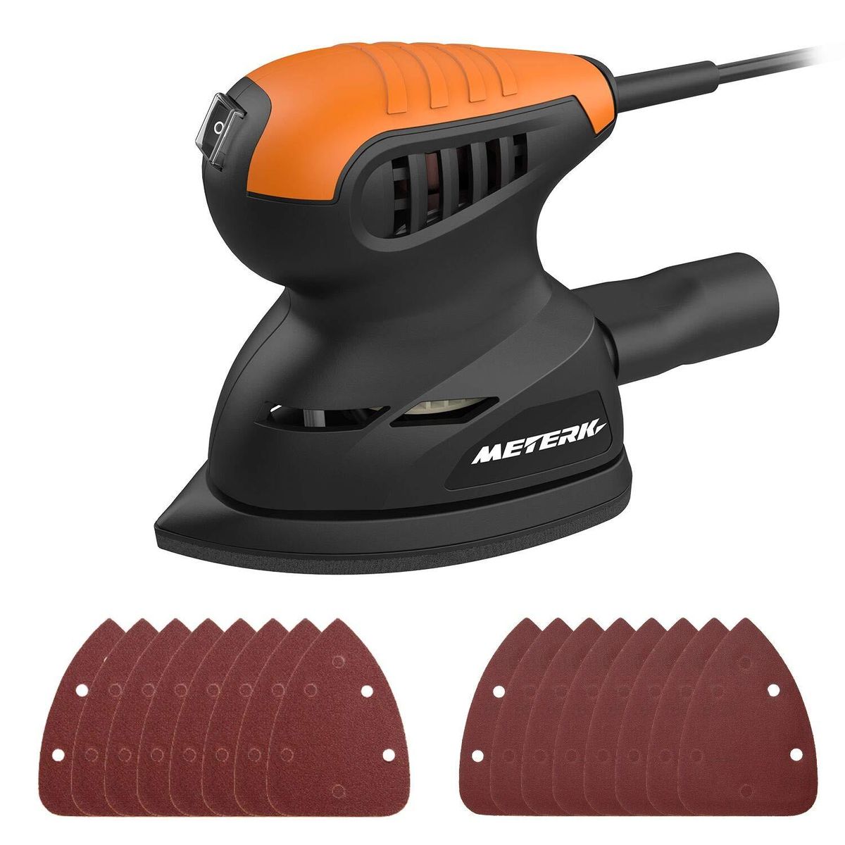 Meterk Mouse Detail Sander 1350ORPM Sander Wall Putty Polishing Machines Sander with 16PCS Sandpapers Dust Collection System for Tight Spaces Sanding in Home Decoration and DIY Working