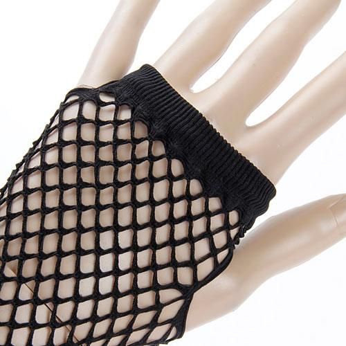 3x Fishnet Fingerless  Medium Length Arm Warmers Gauntlets Black