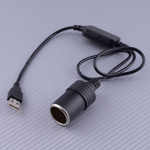 USB Male 5V To 12V Car Cigarette Lighter Socket