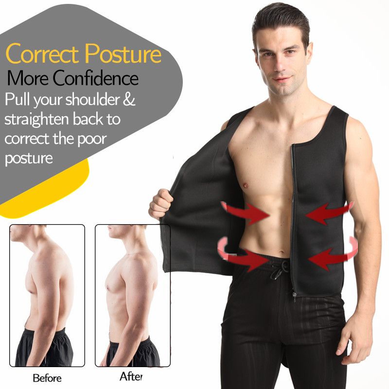 Men Body Shaper Fitness Neoprene Sauna Vest Waist Trainer Double Belt Sweat Shirt Corset  Abdomen S