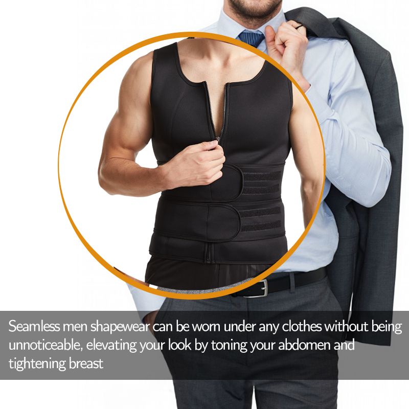 Men Body Shaper Fitness Neoprene Sauna Vest Waist Trainer Double Belt Sweat Shirt Corset  Abdomen S