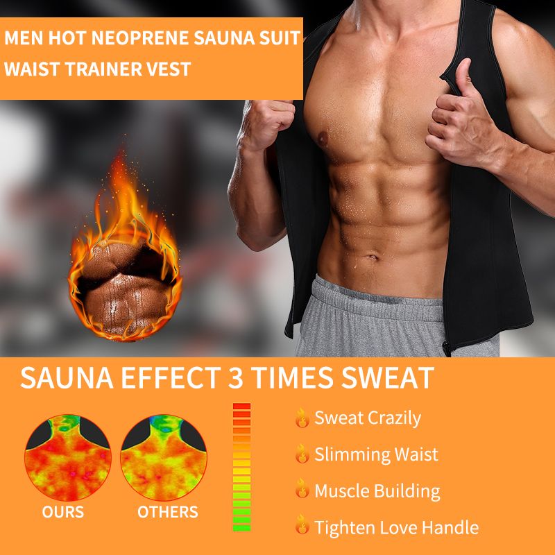 Men Body Shaper Fitness Neoprene Sauna Vest Waist Trainer Double Belt Sweat Shirt Corset  Abdomen S