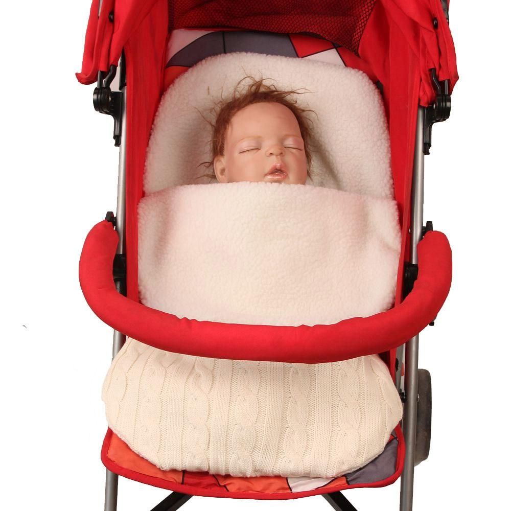 Baby Sleeping Bag Winter Berber Fleece Outdoor  Stroller Sleeping Bag Warm Anti-kick Baby Knitted Warm Newborn Swadding