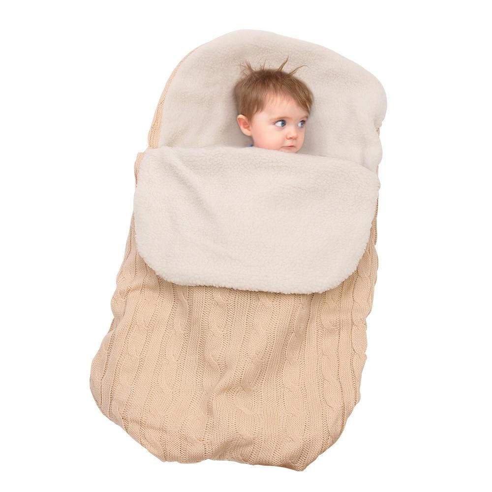 Baby Sleeping Bag Winter Berber Fleece Outdoor  Stroller Sleeping Bag Warm Anti-kick Baby Knitted Warm Newborn Swadding