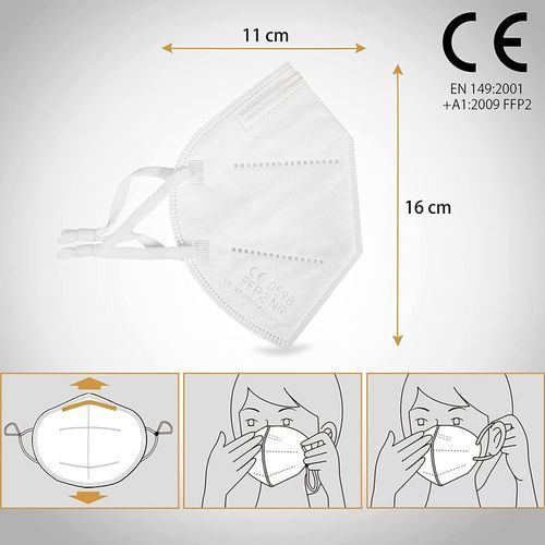 Healthcare FFP2 N95 Face Masks, Medical Mask, Adjustable Anti-irritation Earloops -WHITE- 20 PCS