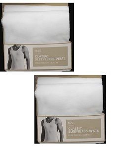 M&S Mark & Spencer's Classic Men Singlets 4in1- White