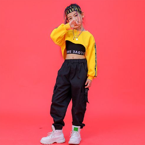 Orange Multi-body Girl's Love Sleeveless Yellow U-crop Black