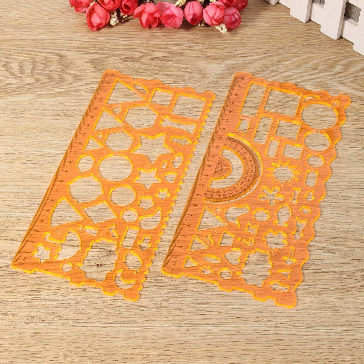 2 Pcs Cute Art Graphics Symbols Drawing Template Ruler Student Kids Drafting Stencil Ruler Stationery