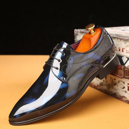 Men's Lace-up PU Leather Shoes Pointed Business Formal Shoes