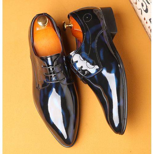 Men's Lace-up PU Leather Shoes Pointed Business Formal Shoes