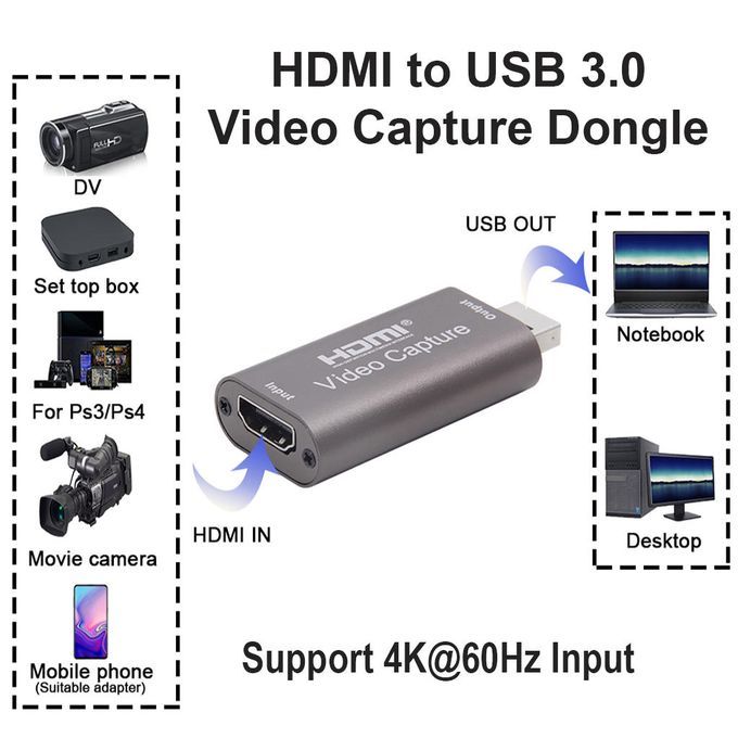 Mini 4K 1080P HDMI To USB 3.0 Video Capture Card Game Recording Live
