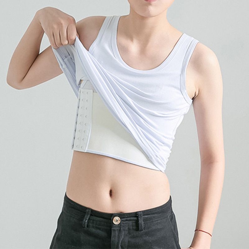 Chest Binder Vest Enhanced Bandage Inside For Trans Les Tomboy Breast Flattens Cotton Undershirt