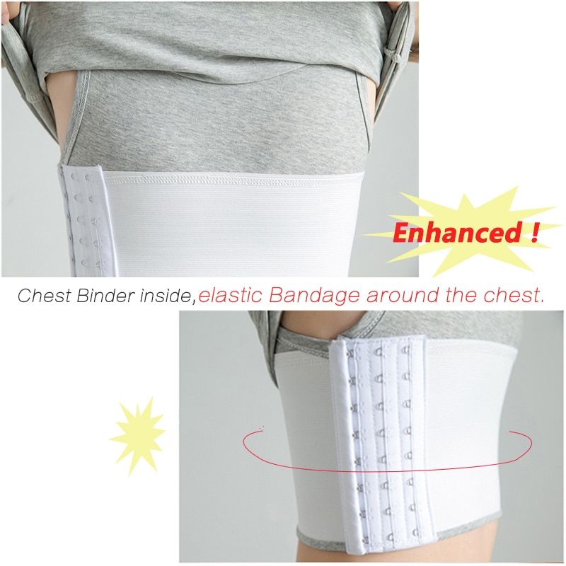 Chest Binder Vest Enhanced Bandage Inside For Trans Les Tomboy Breast Flattens Cotton Undershirt