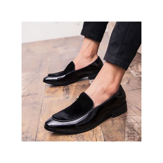 Mens Dress Italian Office Leather Luxury Wedding Shoes-Black