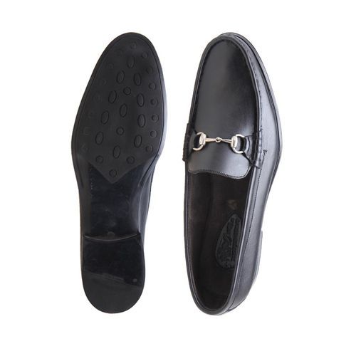 Chain Detail Leather Loafers - Black
