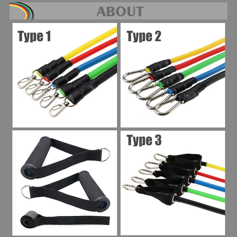 11pcs Resistance Bands Set Exercise Bands With Door Anchor