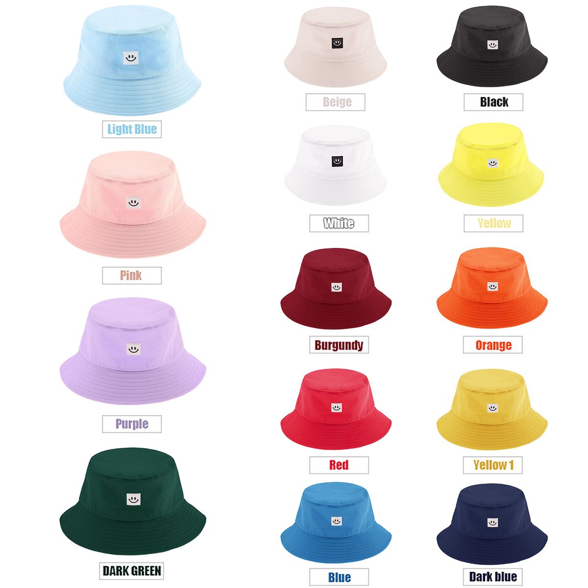 Women Hat Fisherman Hat Smiley Face Sunbonnet Bucket Hat Hip