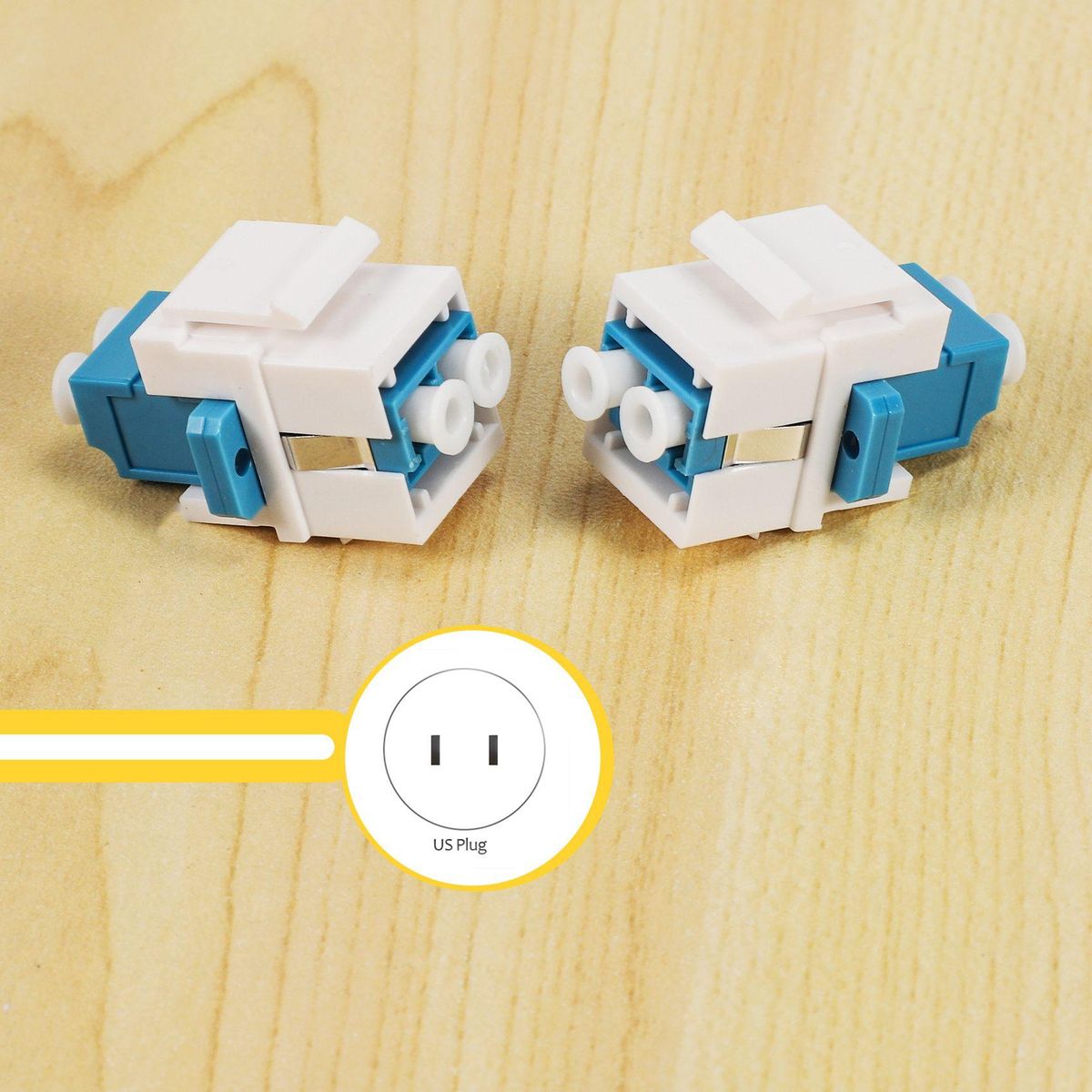 LC Fiber Optic Adapter LC to LC Duplex Multimode 10GB F/F Keystone Coupler for Wall Plates, Patch Panels