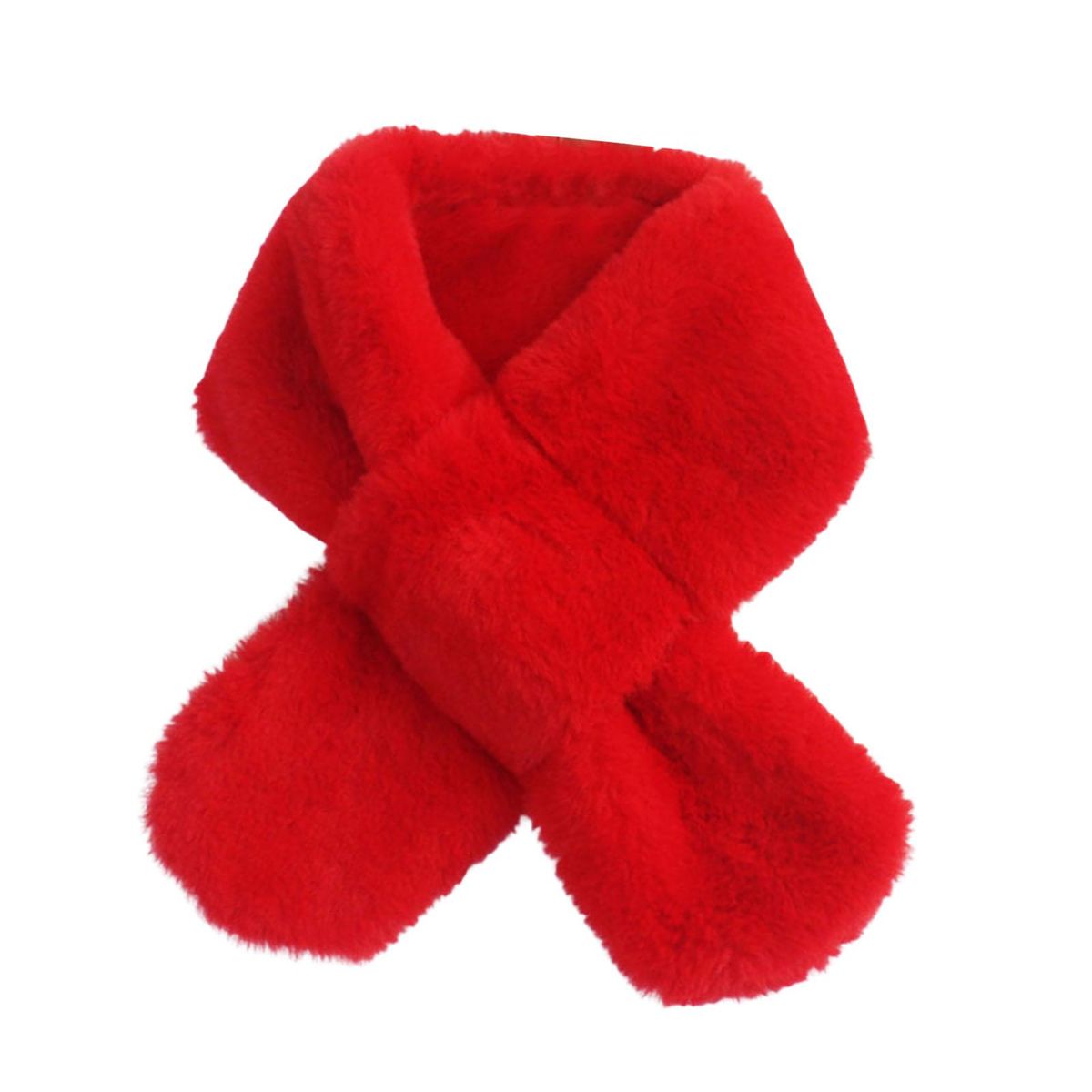 Furry Scarf Wrap Children Winter Thickened Fleece Warm Neck Scarf Red