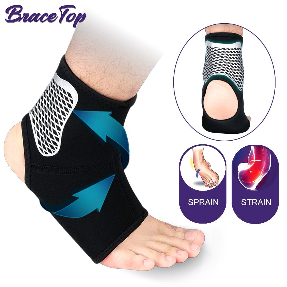 1 PC Sports Ankle  Compression Sleeves Support Foot Protective Gear Fitness Running Ankle Support Equipment Safety-Black Silver-1 Piece