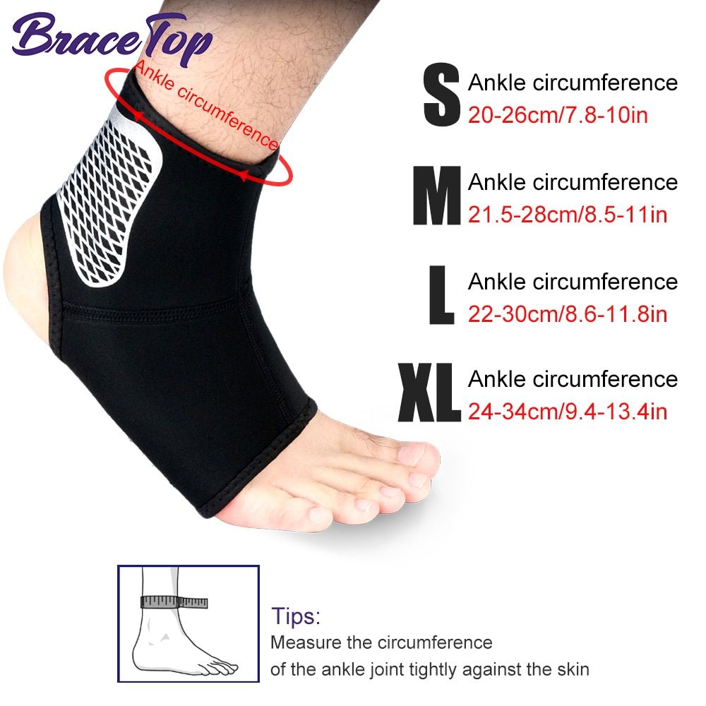1 PC Sports Ankle  Compression Sleeves Support Foot Protective Gear Fitness Running Ankle Support Equipment Safety-Black Silver-1 Piece